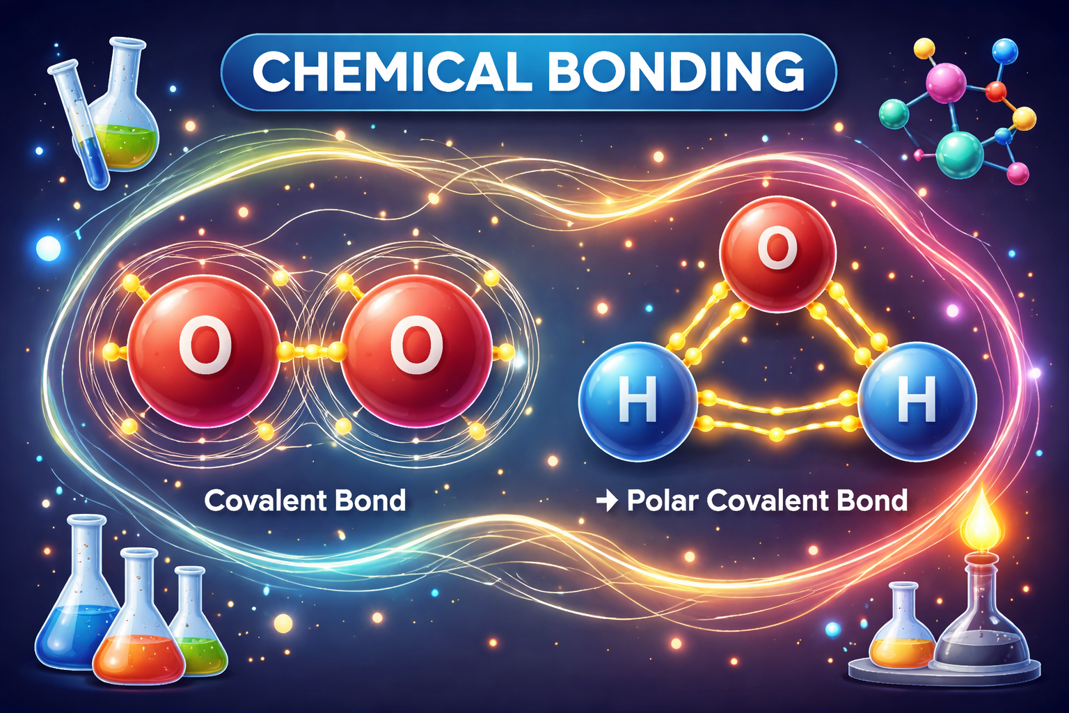 Chemical bonding is a fundamental concept in chemistry that explains how atoms combine to form molecules and compounds. In Analytical Chemistry, understanding chemical bonding is important because it helps scientists interpret the structure, stability, and reactivity of substances being analyzed. The type of bonding present in a compound influences its physical and chemical properties such as melting point, boiling point, solubility, and electrical conductivity.
Atoms bond together to achieve a more stable electronic configuration. Most atoms seek to attain a stable electron arrangement similar to that of noble gases. This is commonly described by the octet rule, where atoms tend to gain, lose, or share electrons in order to have eight elec